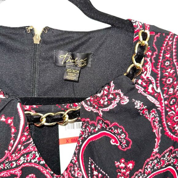 Thalia Sodi Black With Pink Floral Paisely Design Dress XS - Picture 3 of 5